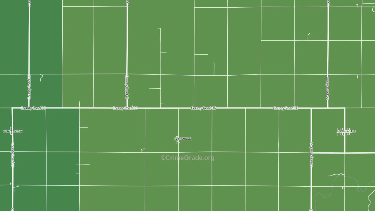 Fellsburg, KS Map of Vehicle Theft Rates