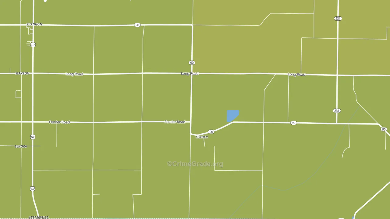 Fender, AR Map of Vehicle Theft Rates
