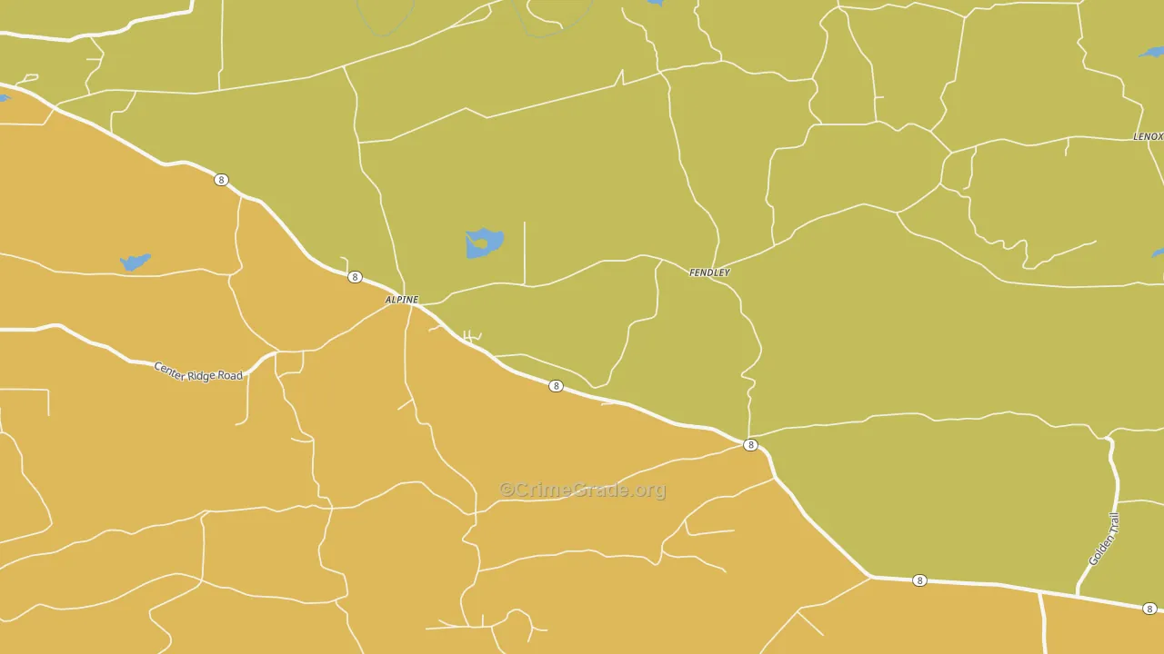 Fendley, AR Map of Vehicle Theft Rates