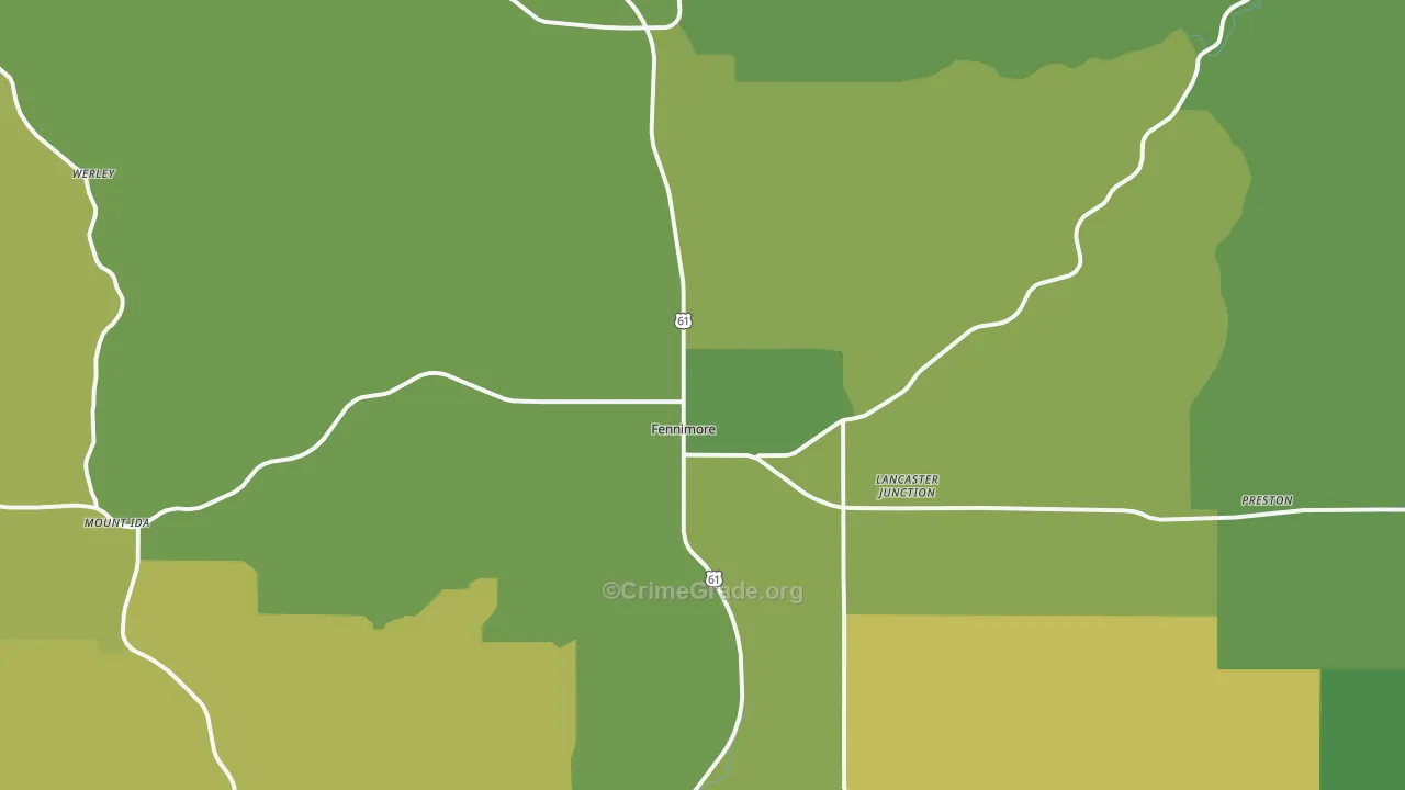 Fennimore, WI Map of Vehicle Theft Rates