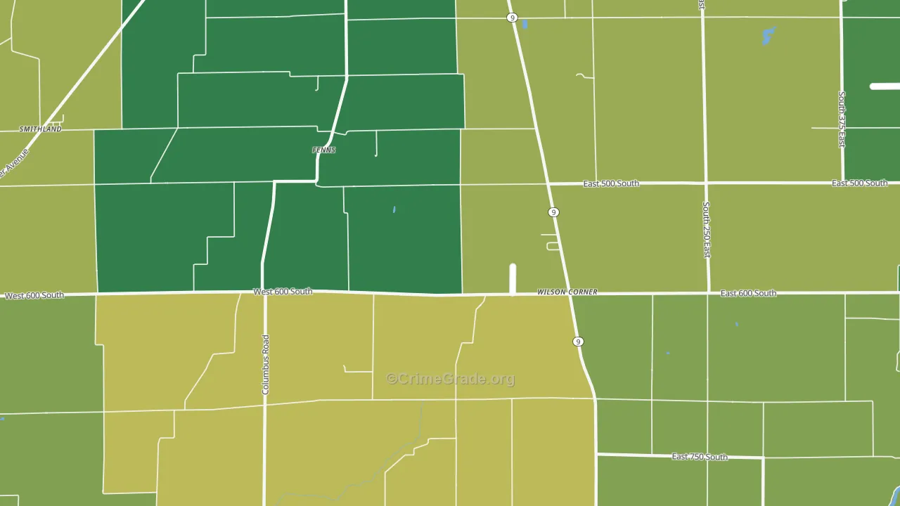 Fenns, IN Map of Vehicle Theft Rates