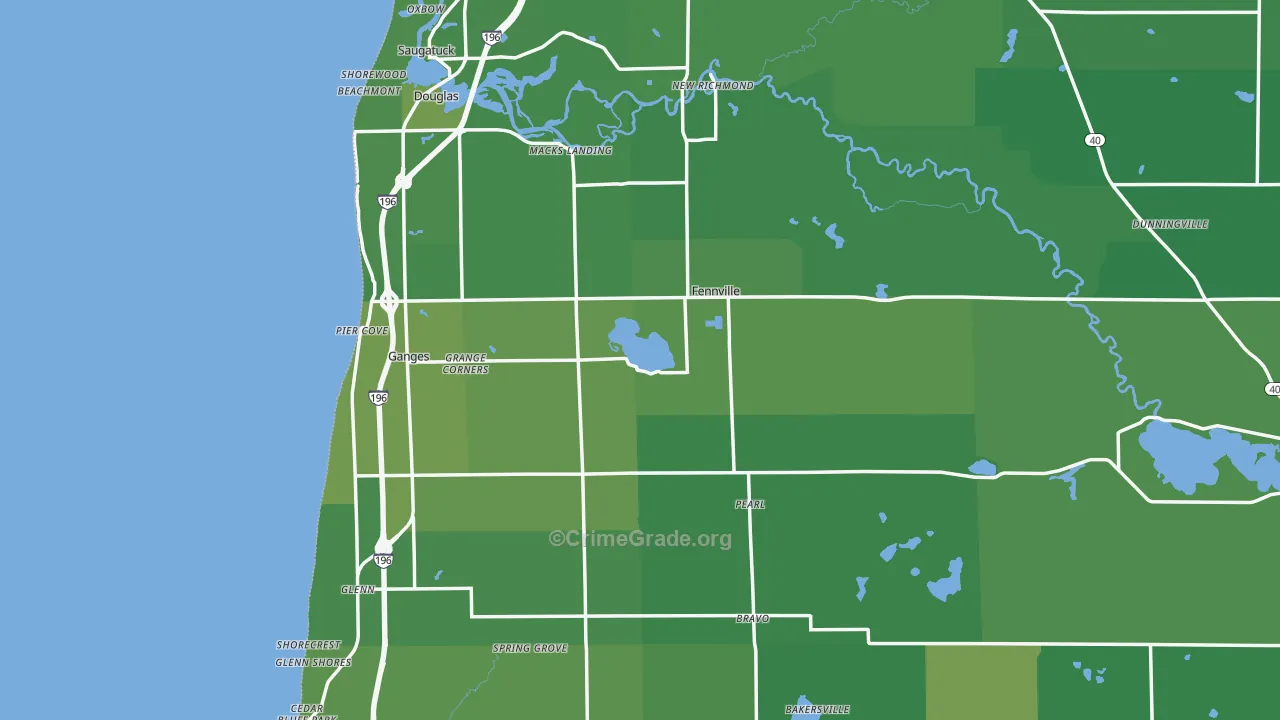 Fennville, MI Map of Vehicle Theft Rates