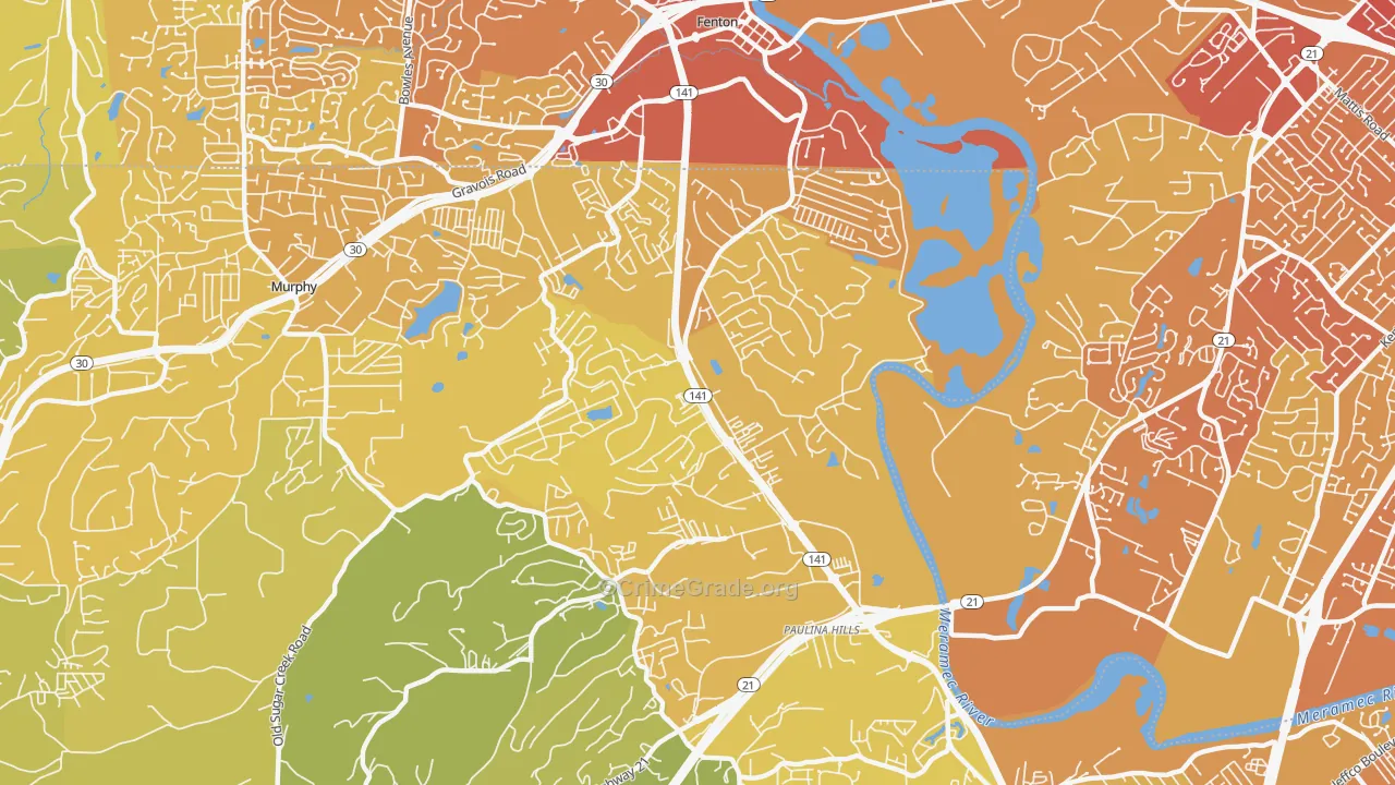 Fenton Area, Fenton, MO Map of Vehicle Theft Rates