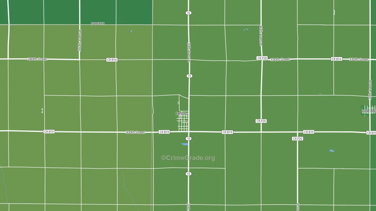 Fenton, IA Map of Vehicle Theft Rates