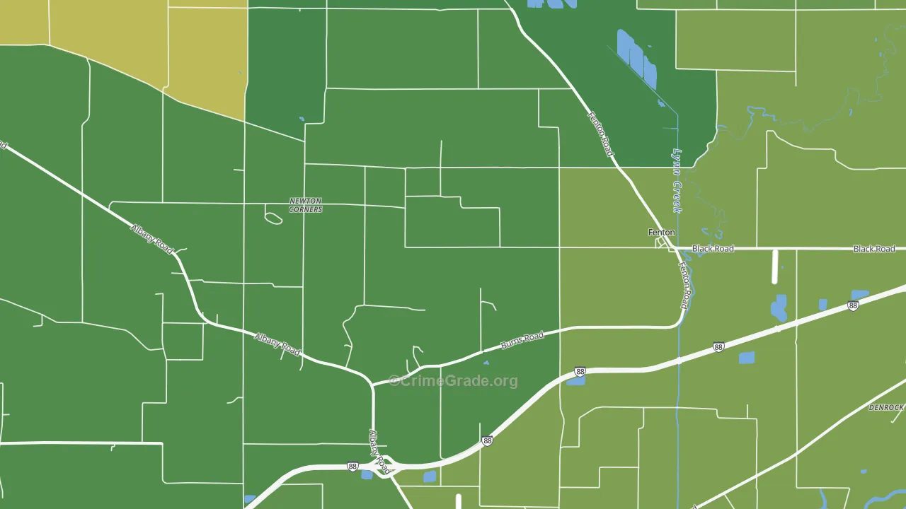 Fenton, IL Map of Vehicle Theft Rates