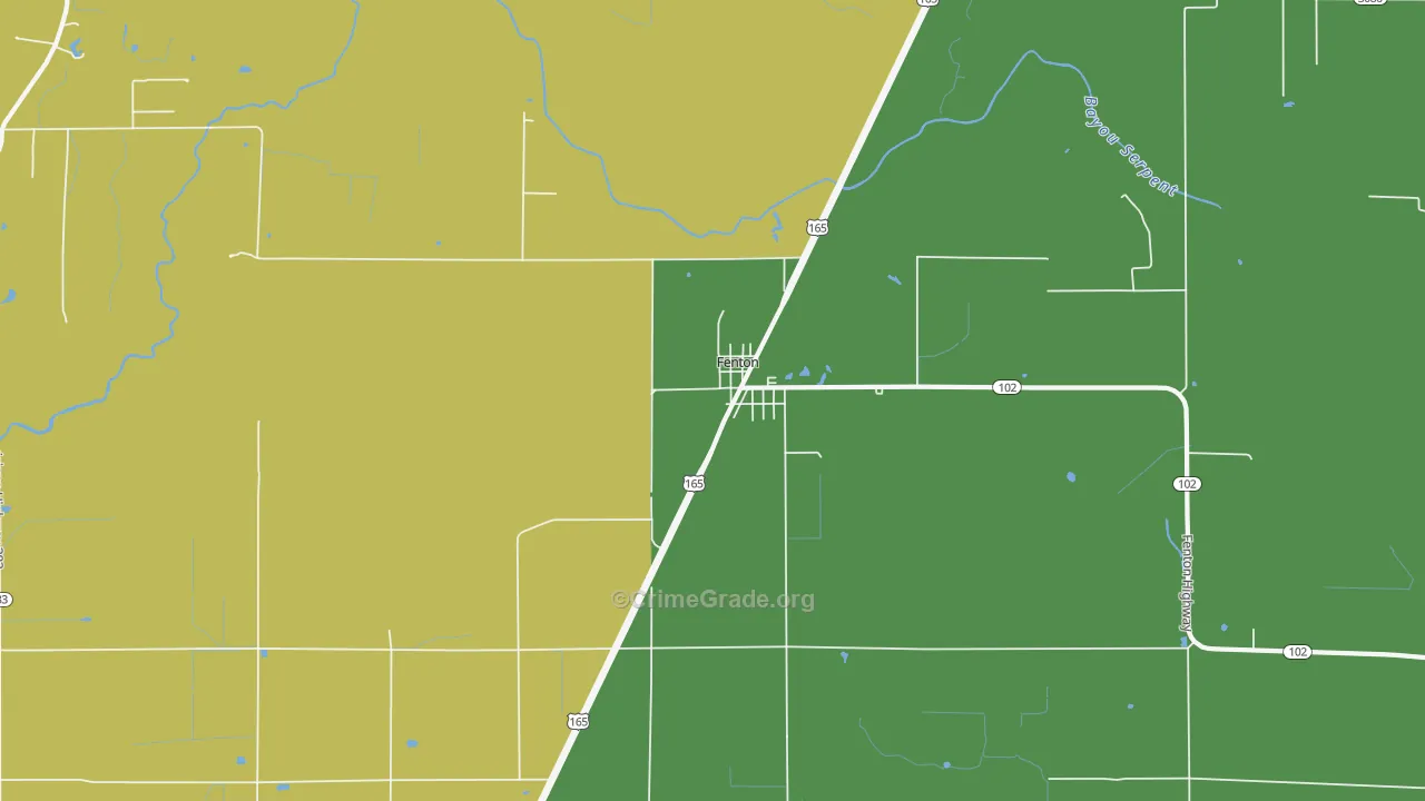 Fenton, LA Map of Vehicle Theft Rates