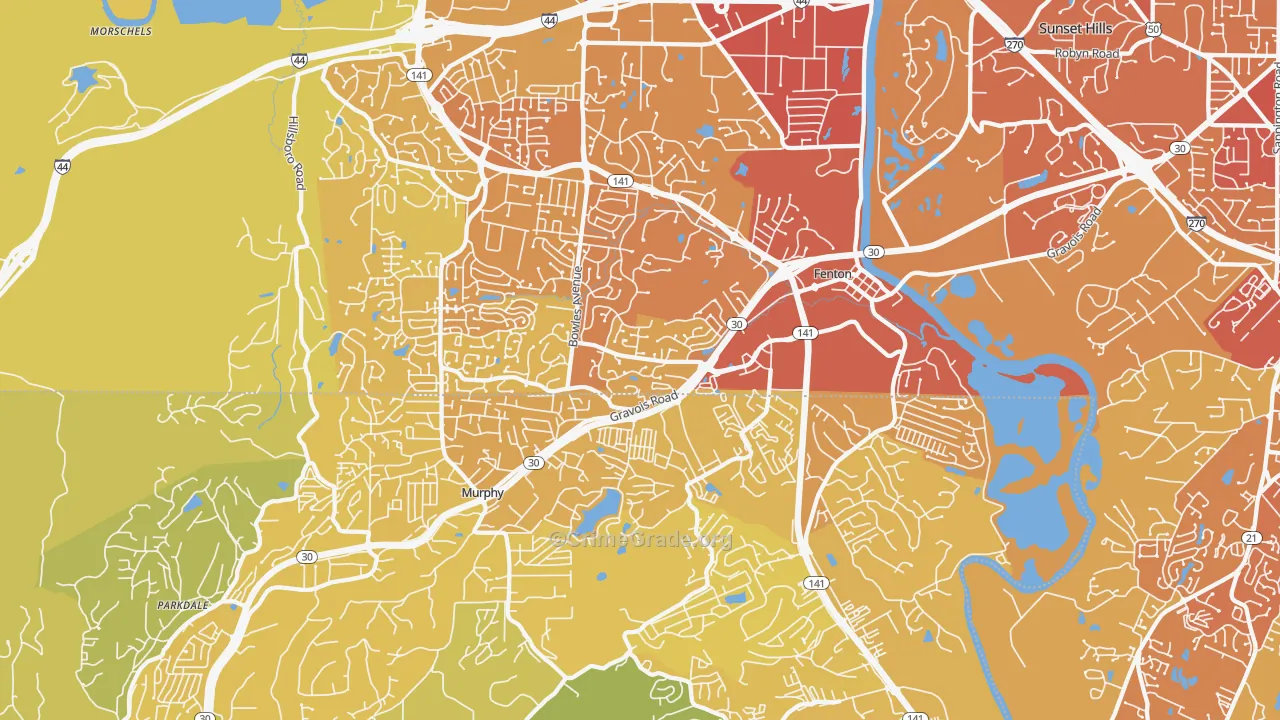 Fenton, MO Map of Vehicle Theft Rates