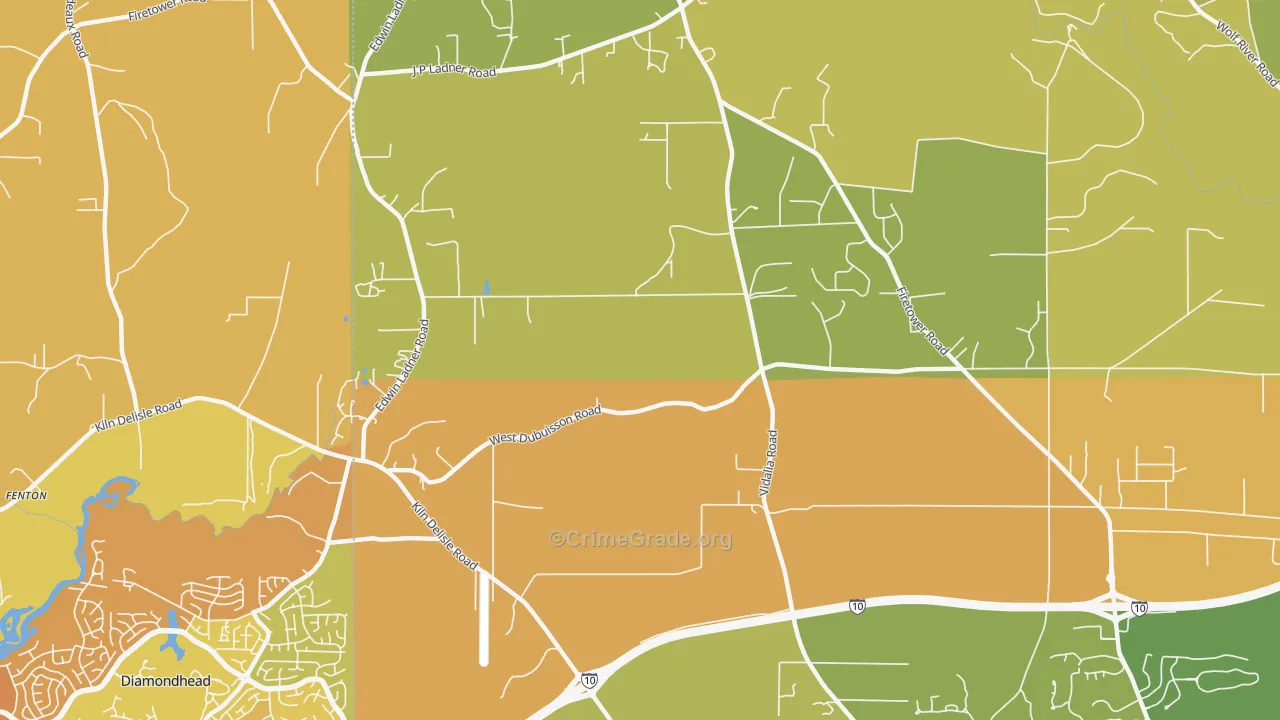Fenton, MS Map of Vehicle Theft Rates