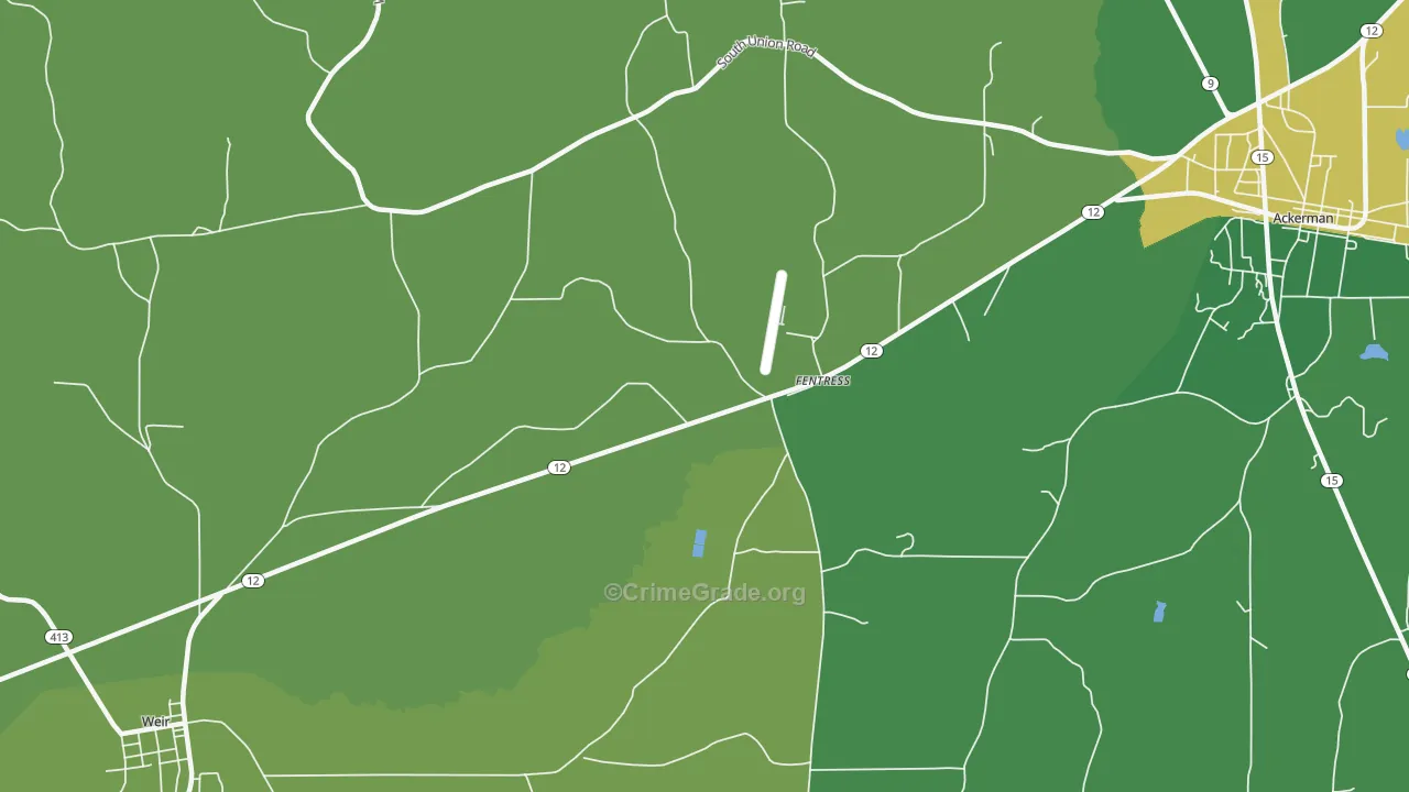 Fentress, MS Map of Vehicle Theft Rates
