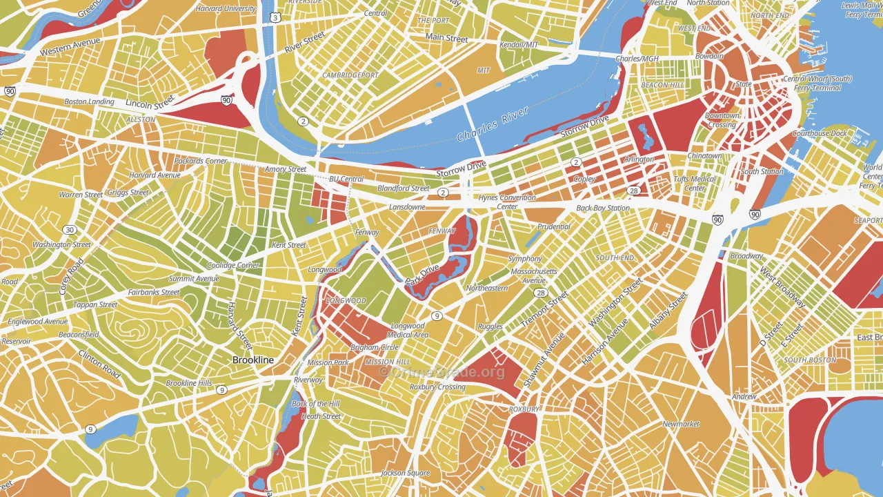 Fenway-Kenmore, Boston, MA Map of Vehicle Theft Rates