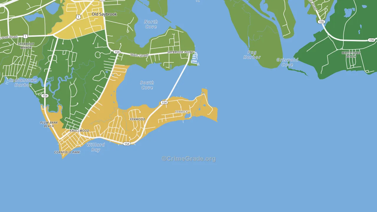 Fenwick, CT Map of Vehicle Theft Rates