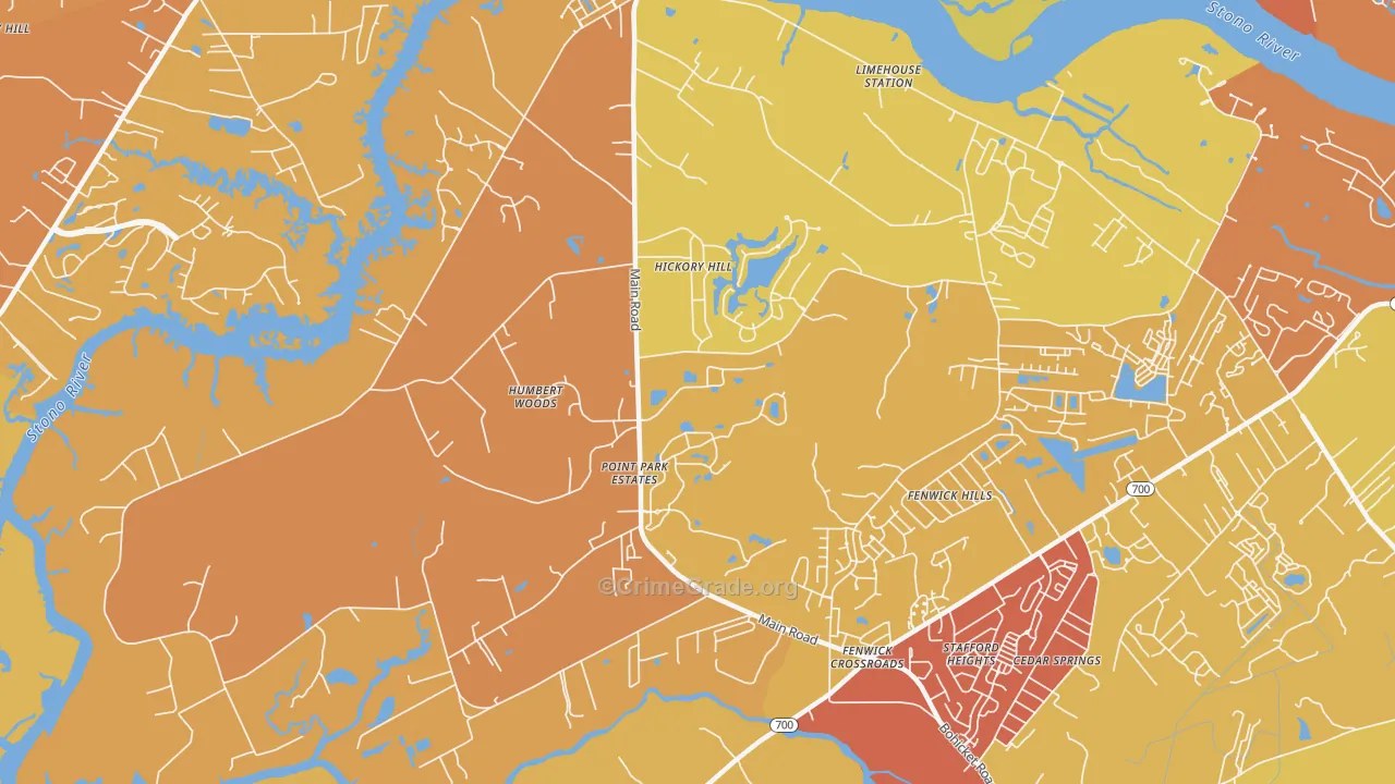 Fenwick Hills, SC Map of Vehicle Theft Rates