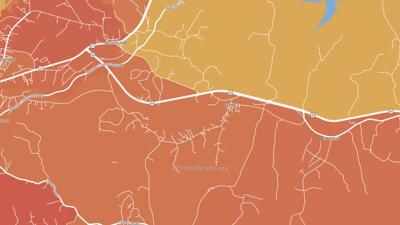 Fenwick, MS Map of Vehicle Theft Rates
