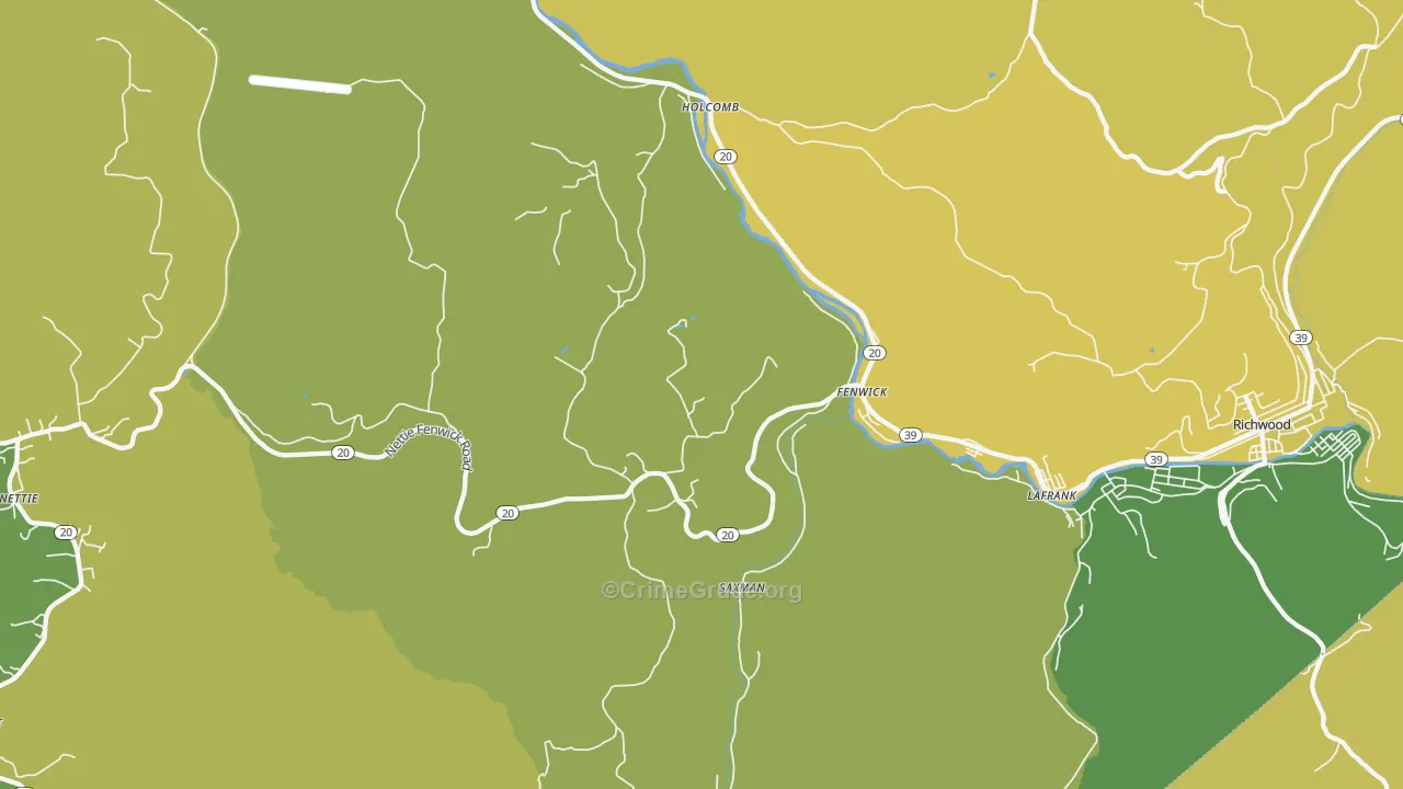 Fenwick, WV Map of Vehicle Theft Rates
