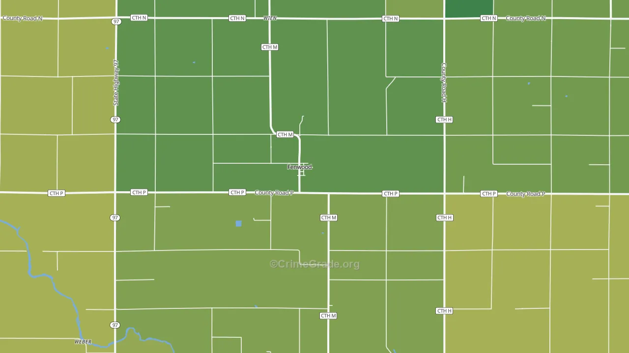 Fenwood, WI Map of Vehicle Theft Rates