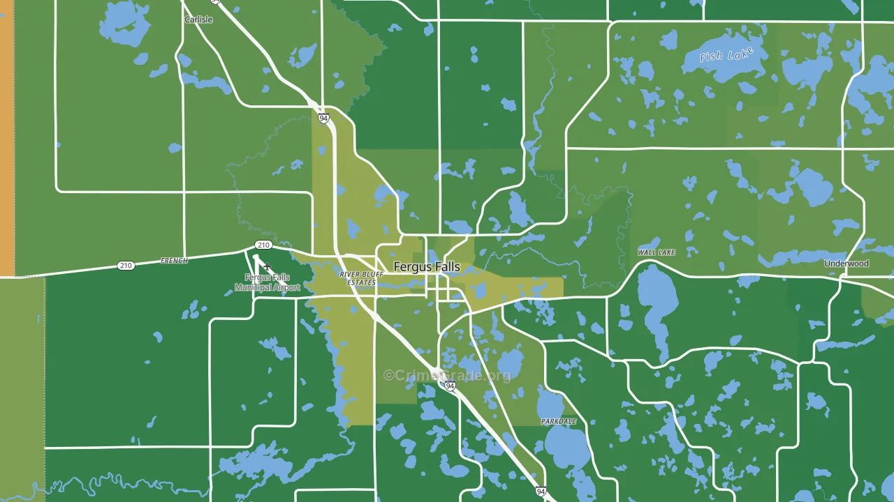 Fergus Falls, MN Map of Vehicle Theft Rates