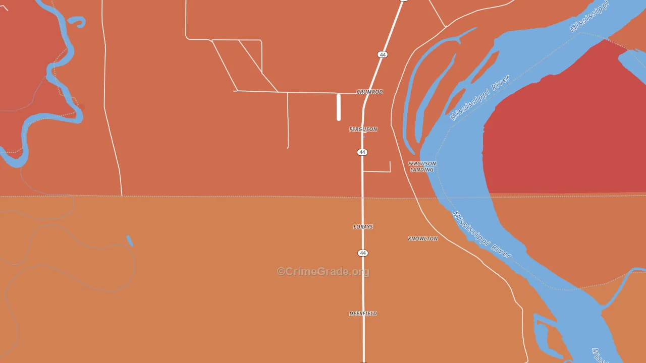 Ferguson, AR Map of Vehicle Theft Rates