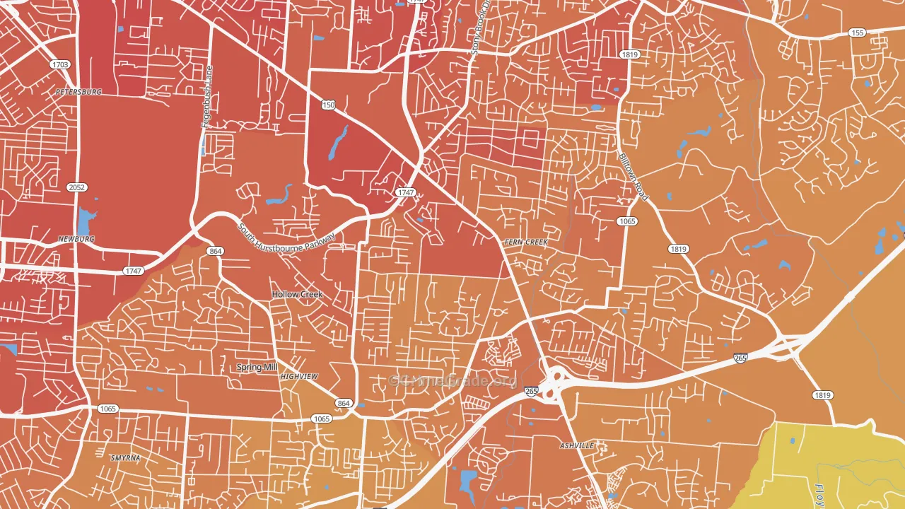 Fern Creek, Louisville, KY Map of Vehicle Theft Rates