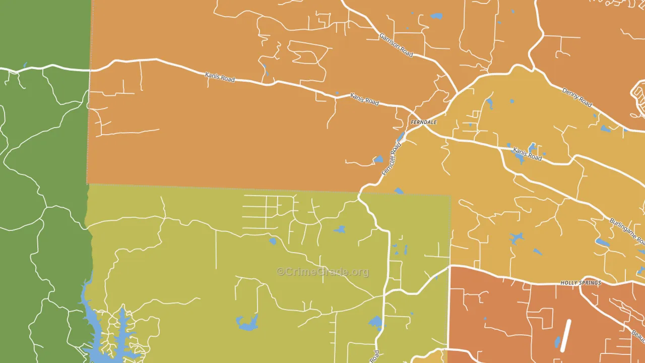 Ferndale, AR Map of Vehicle Theft Rates