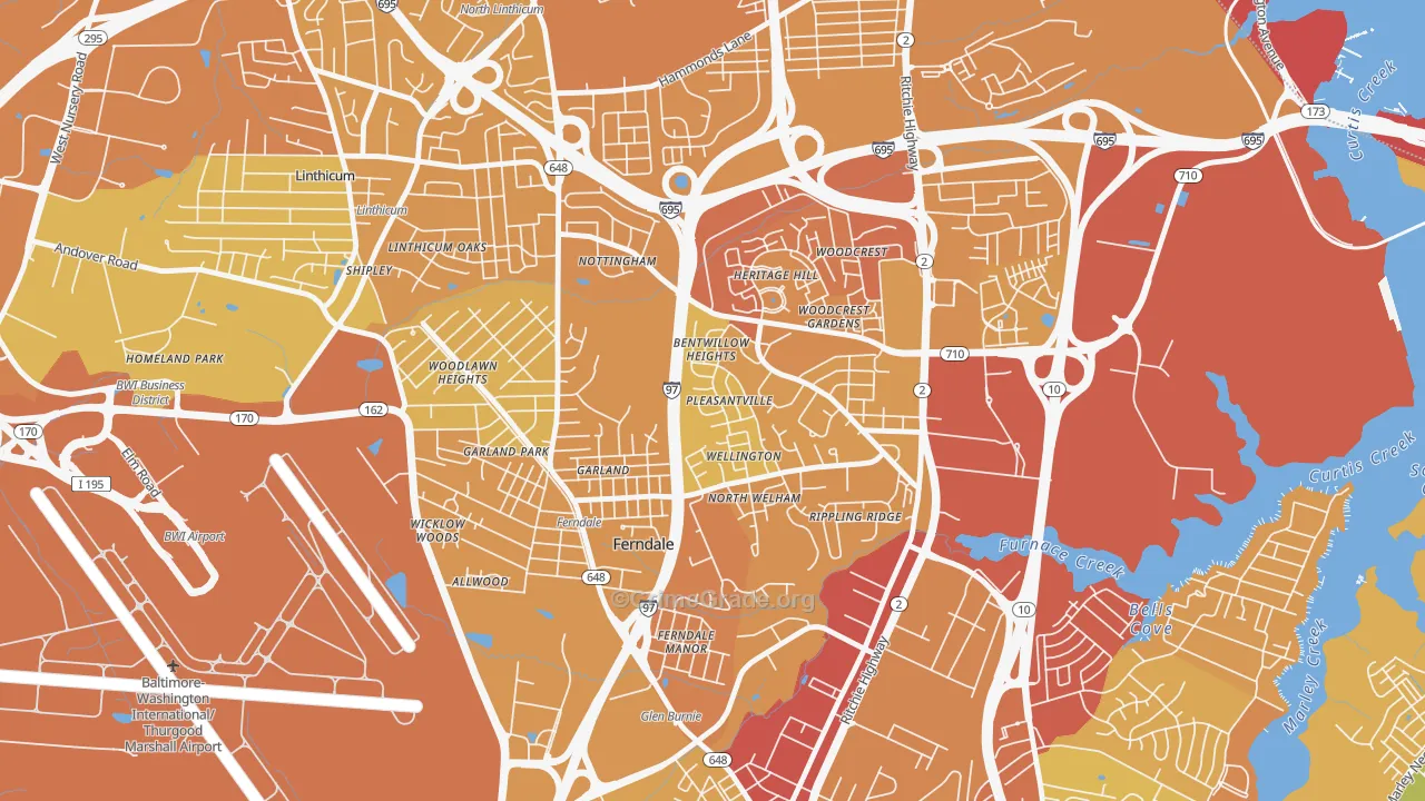 Ferndale, MD Map of Vehicle Theft Rates