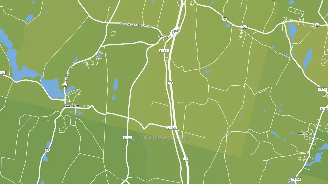 Ferndale, NY Map of Vehicle Theft Rates