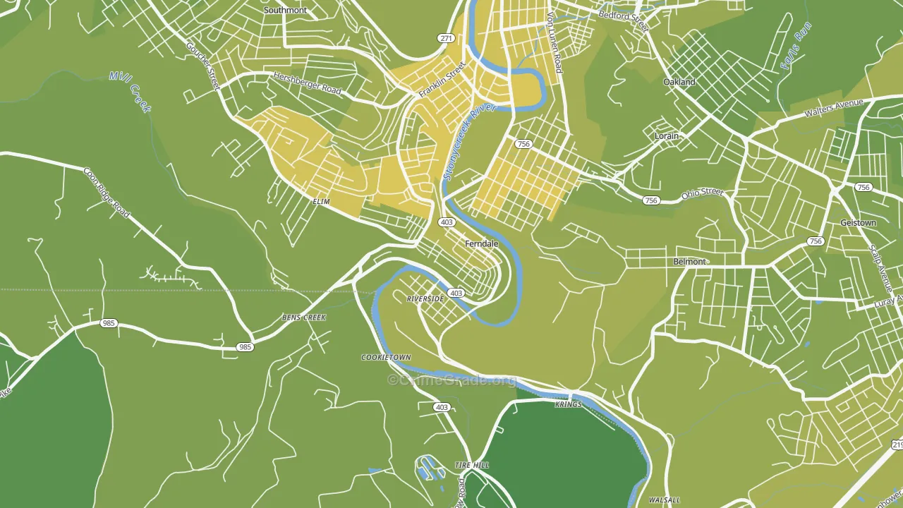 Ferndale, PA Map of Vehicle Theft Rates