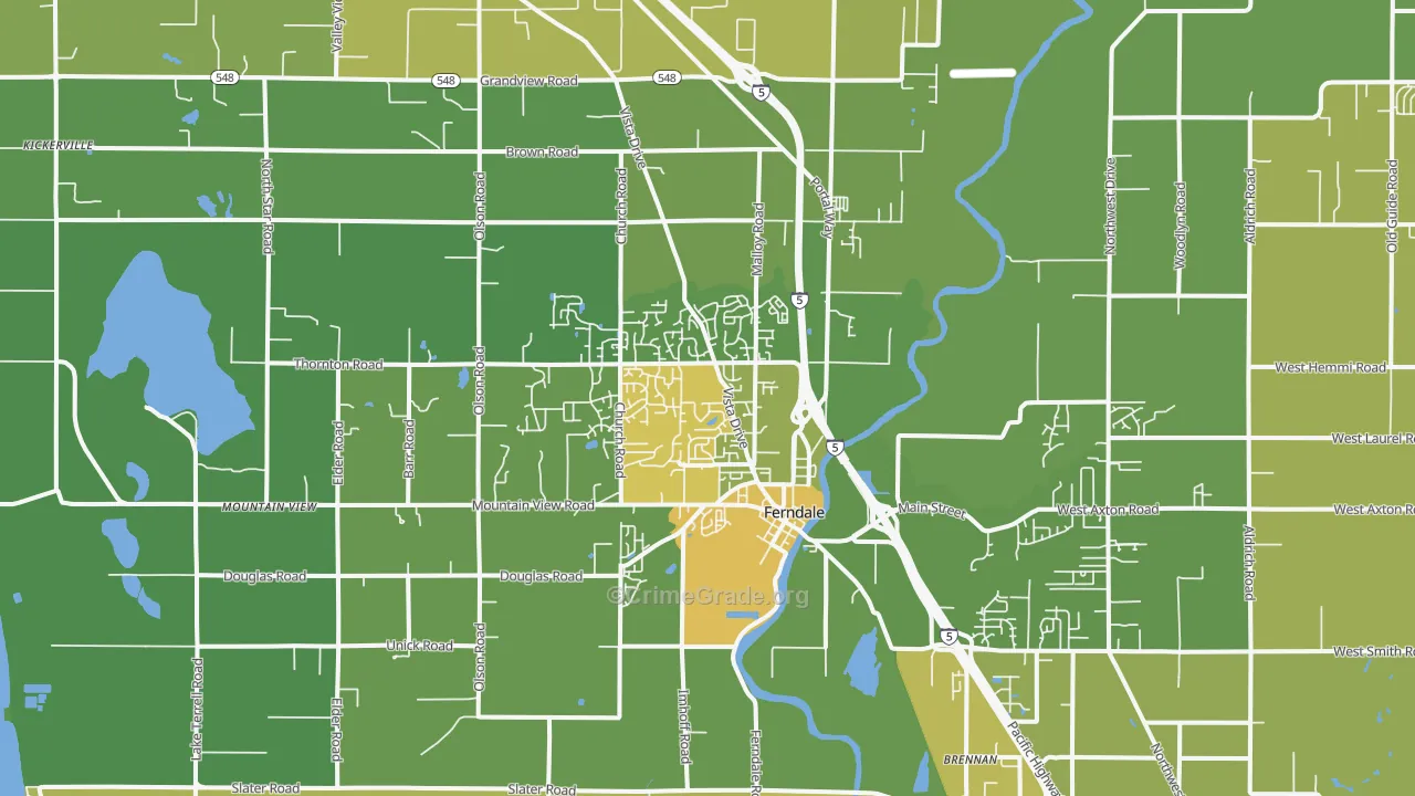 Ferndale, WA Map of Vehicle Theft Rates