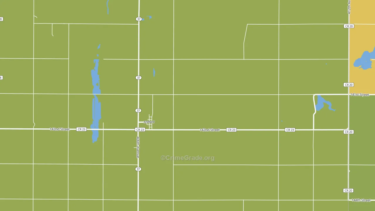 Ferney, SD Map of Vehicle Theft Rates