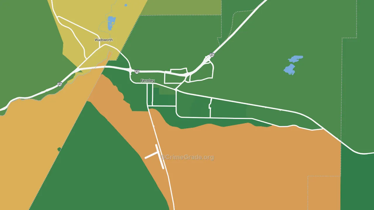 Fernley, NV Map of Vehicle Theft Rates