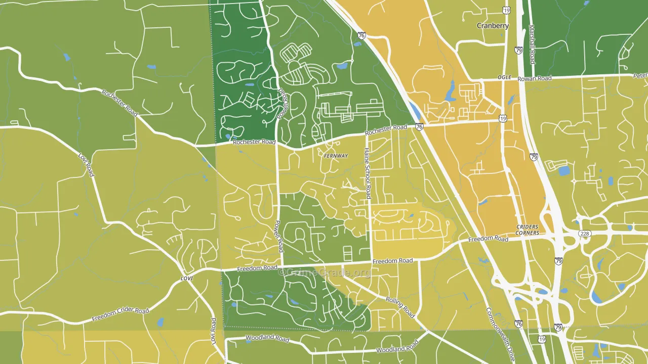 Fernway, PA Map of Vehicle Theft Rates