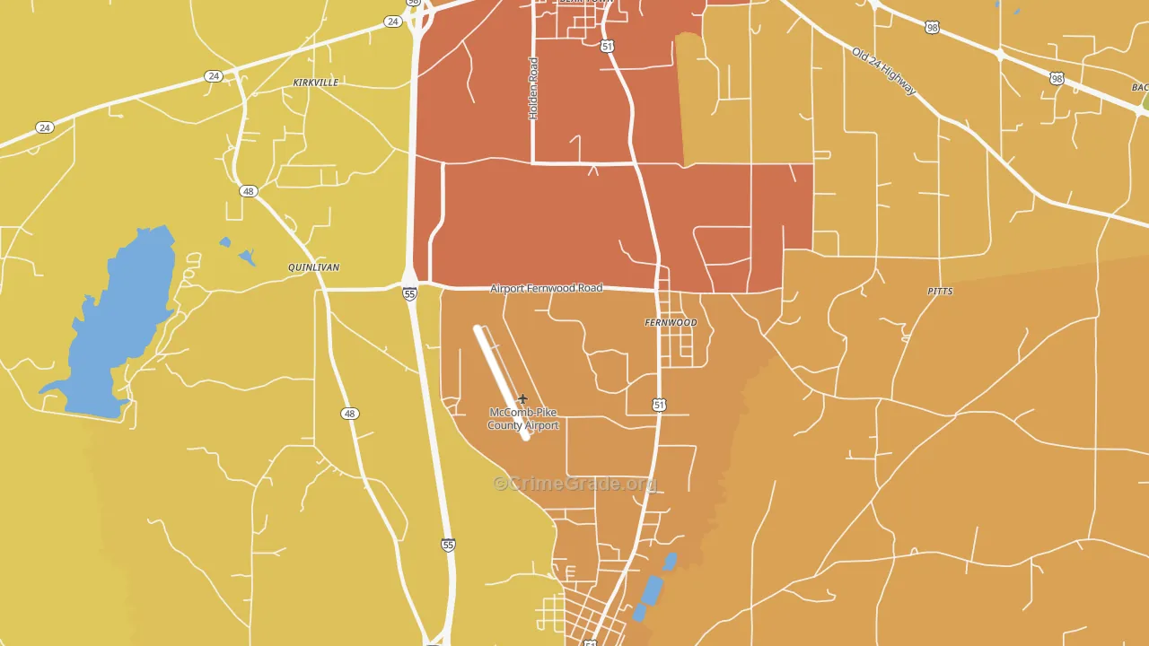 Fernwood, MS Map of Vehicle Theft Rates