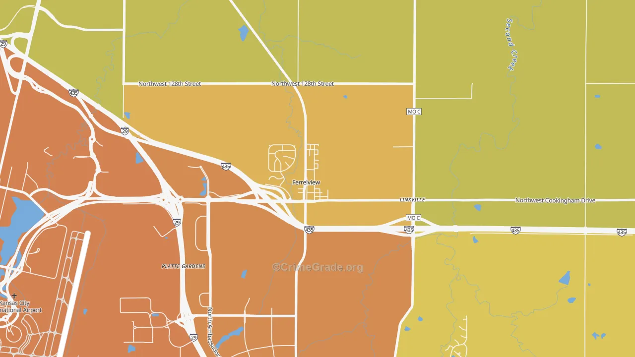 Ferrelview, MO Map of Vehicle Theft Rates