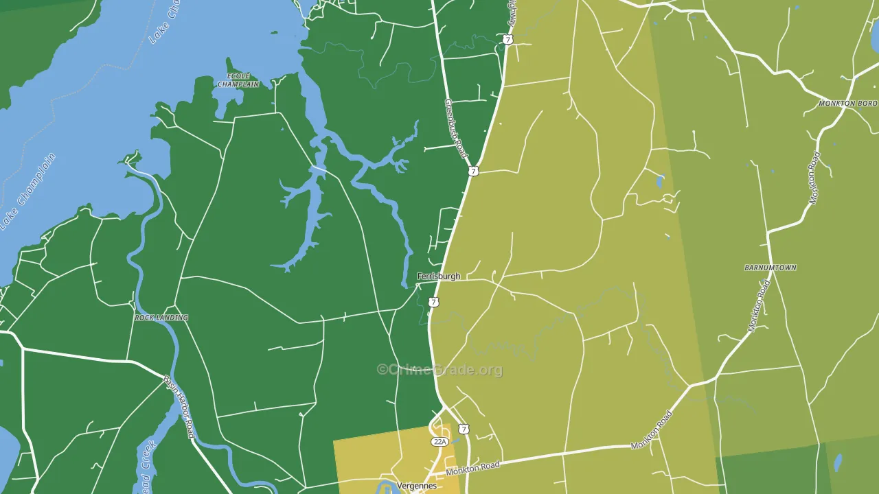 Ferrisburg, VT Map of Vehicle Theft Rates