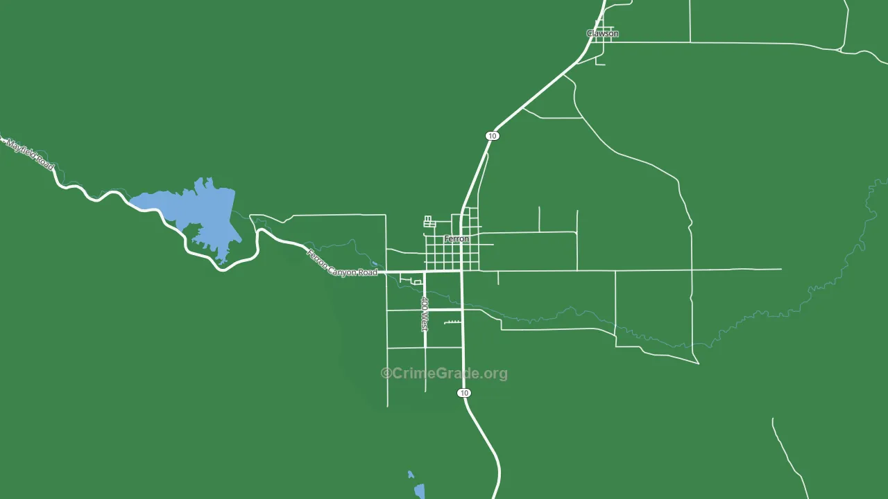 Ferron, UT Map of Vehicle Theft Rates