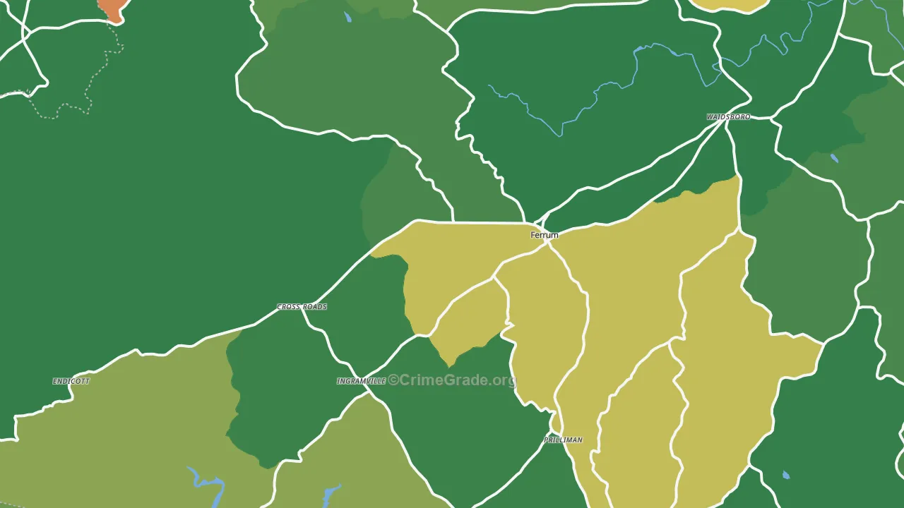 Ferrum, VA Map of Vehicle Theft Rates