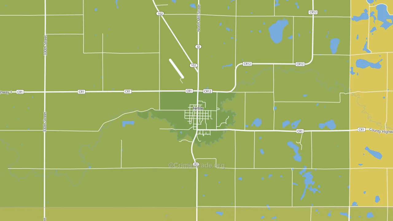 Fertile, MN Map of Vehicle Theft Rates