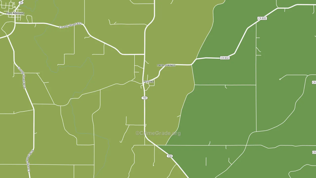 Festina, IA Map of Vehicle Theft Rates