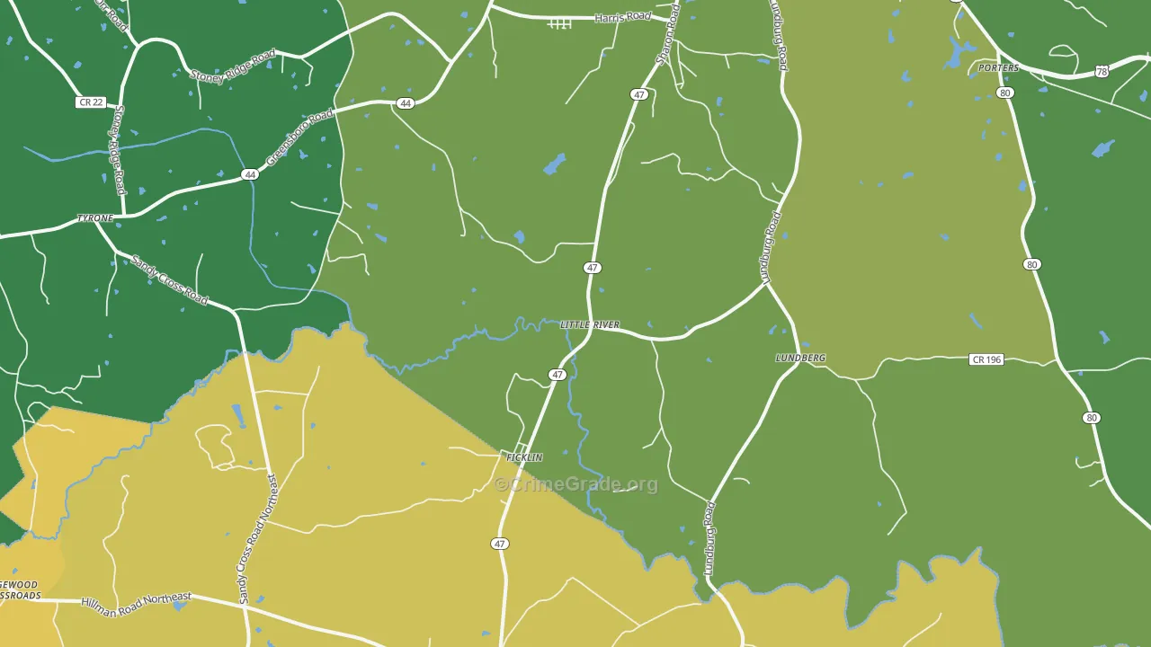 Ficklin, GA Map of Vehicle Theft Rates