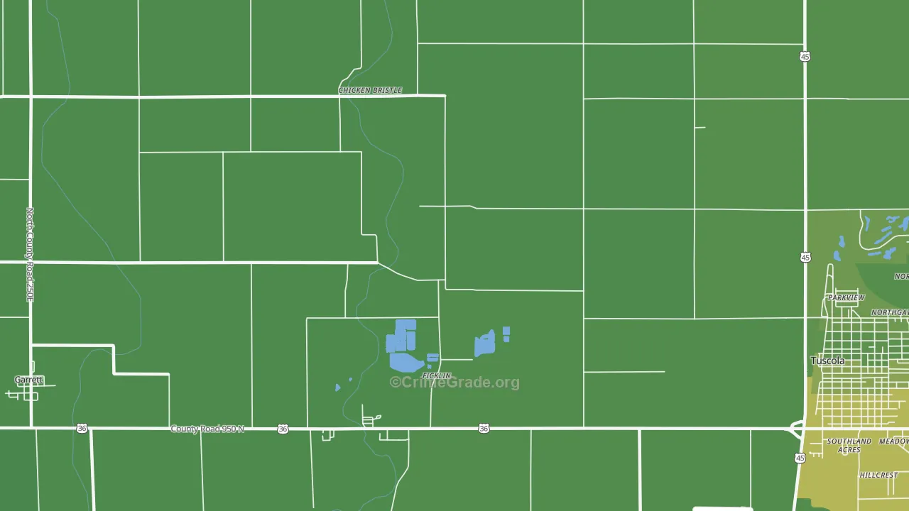 Ficklin, IL Map of Vehicle Theft Rates