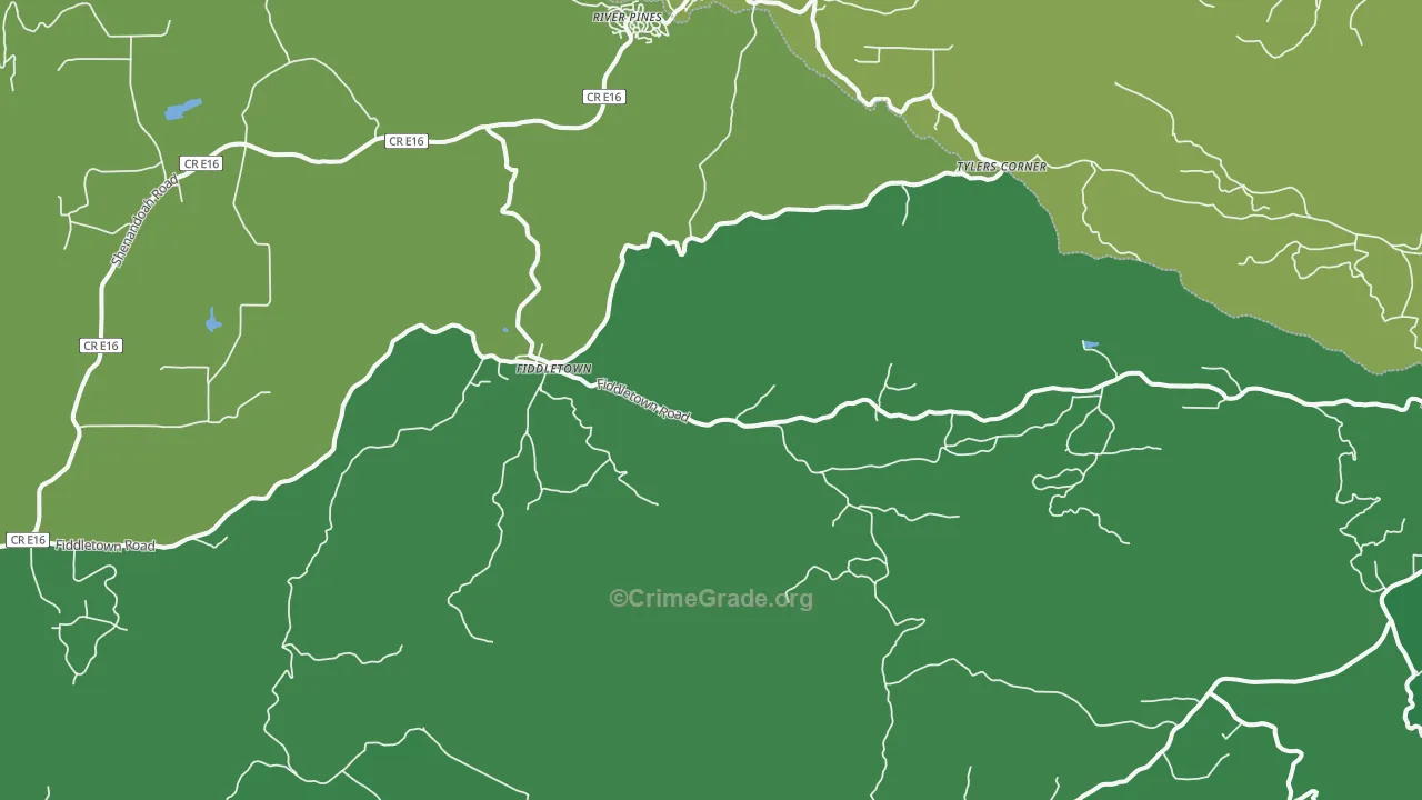 Fiddletown, CA Map of Vehicle Theft Rates