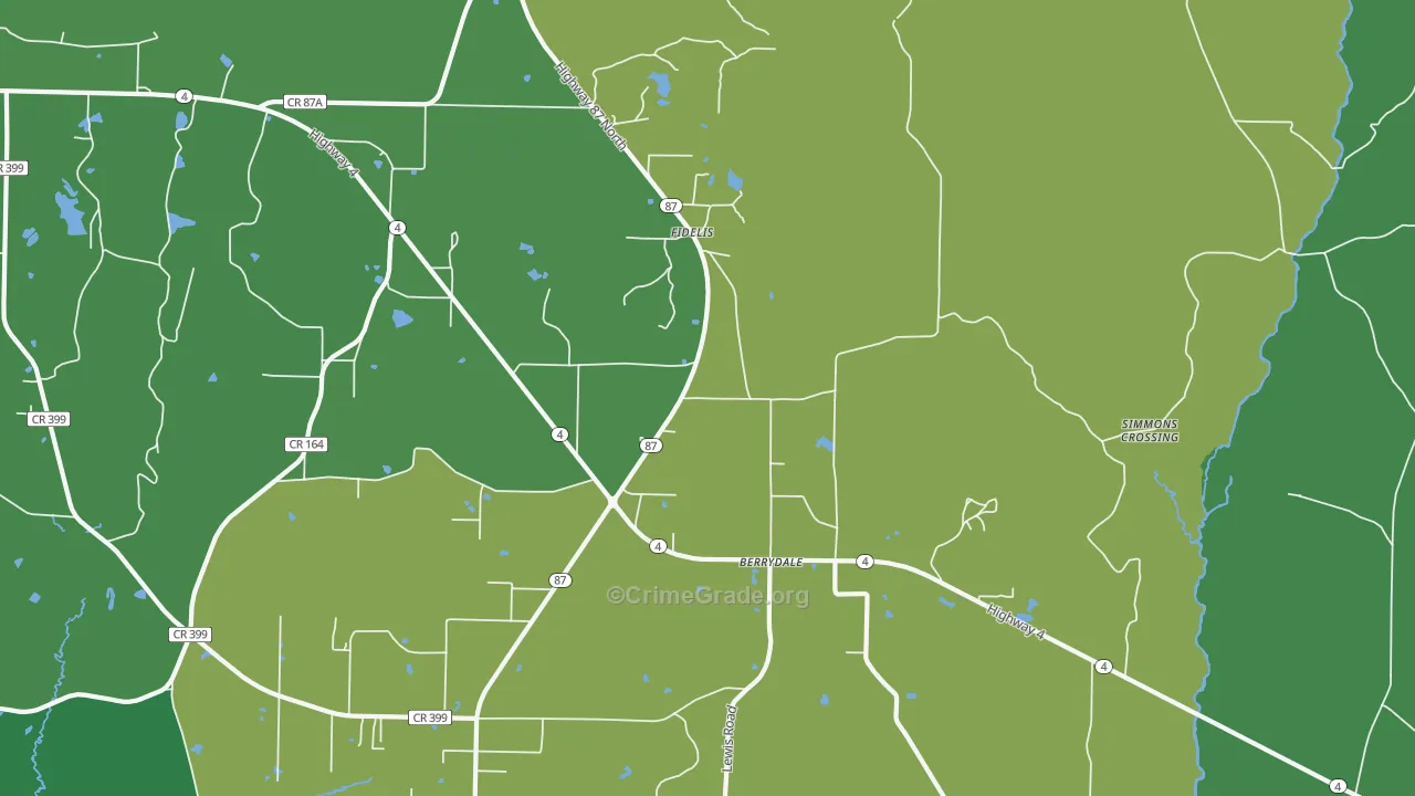 Fidelis, FL Map of Vehicle Theft Rates