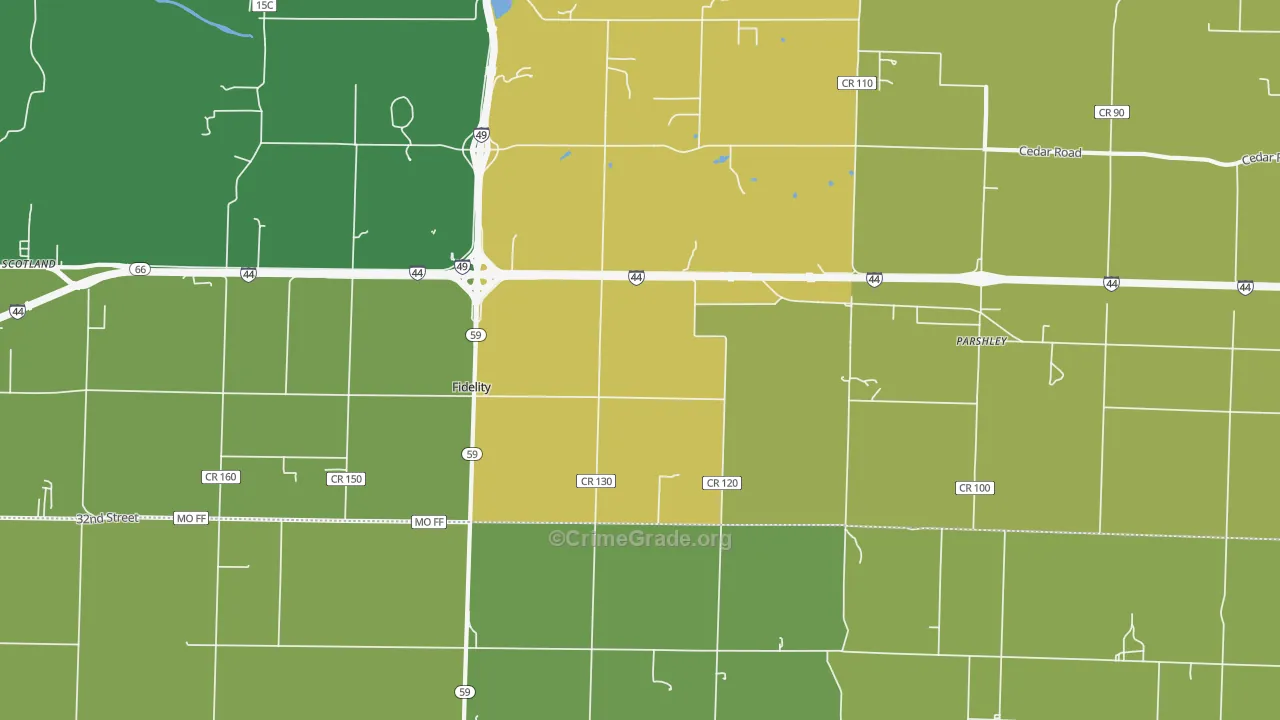 Fidelity, MO Map of Vehicle Theft Rates