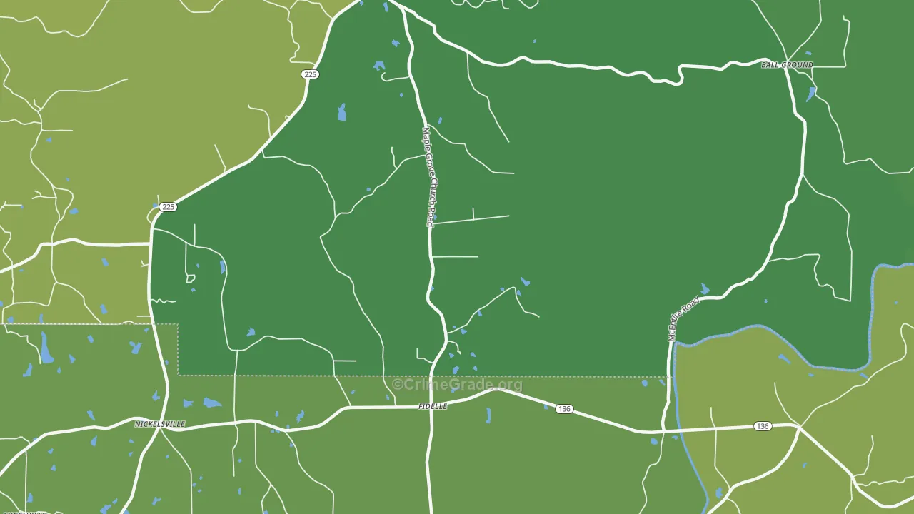 Fidelle, GA Map of Vehicle Theft Rates
