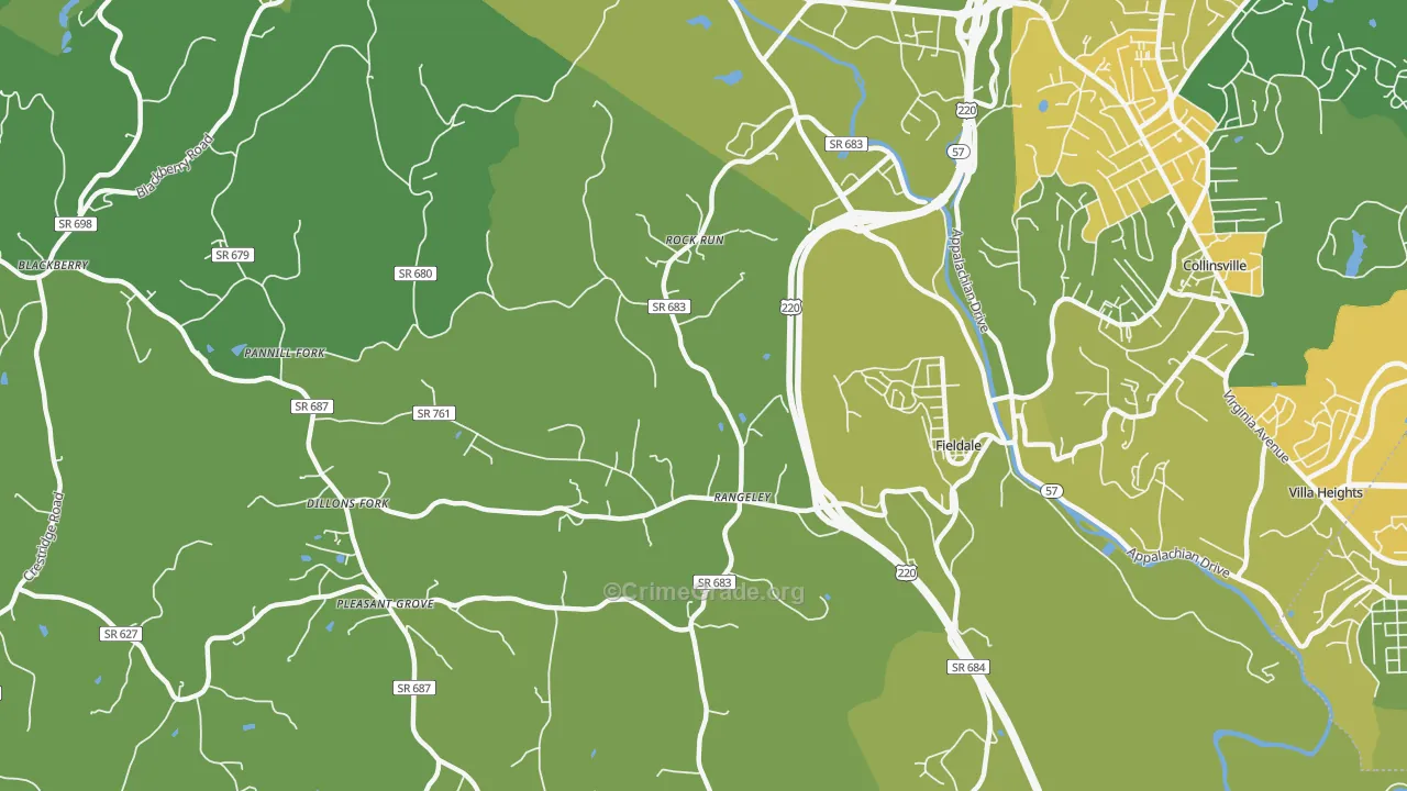 Fieldale, VA Map of Vehicle Theft Rates