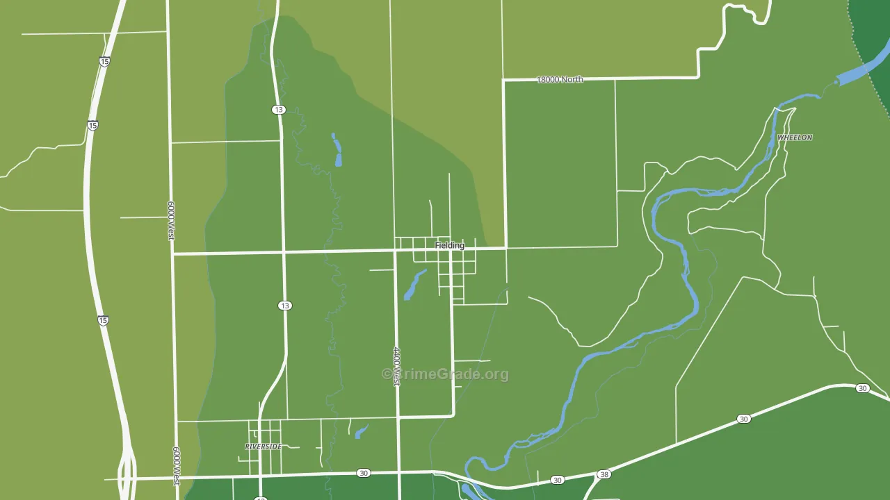 Fielding, UT Map of Vehicle Theft Rates