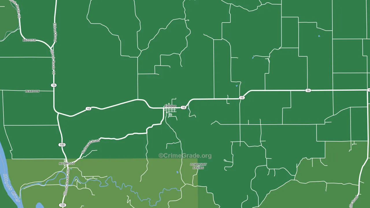 Fieldon, IL Map of Vehicle Theft Rates