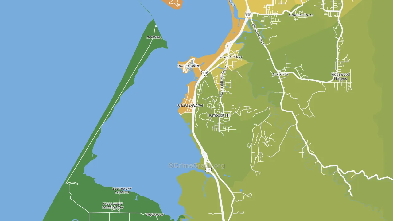 Fields Landing, CA Map of Vehicle Theft Rates