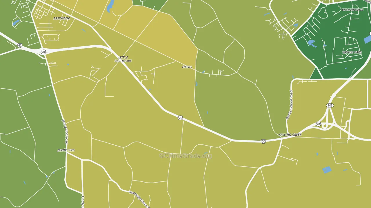 Fields, NC Map of Vehicle Theft Rates
