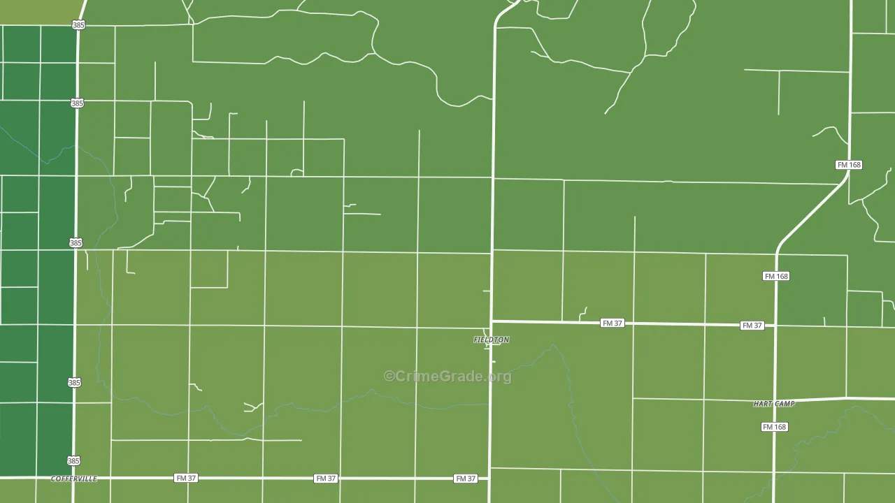 Fieldton, TX Map of Vehicle Theft Rates