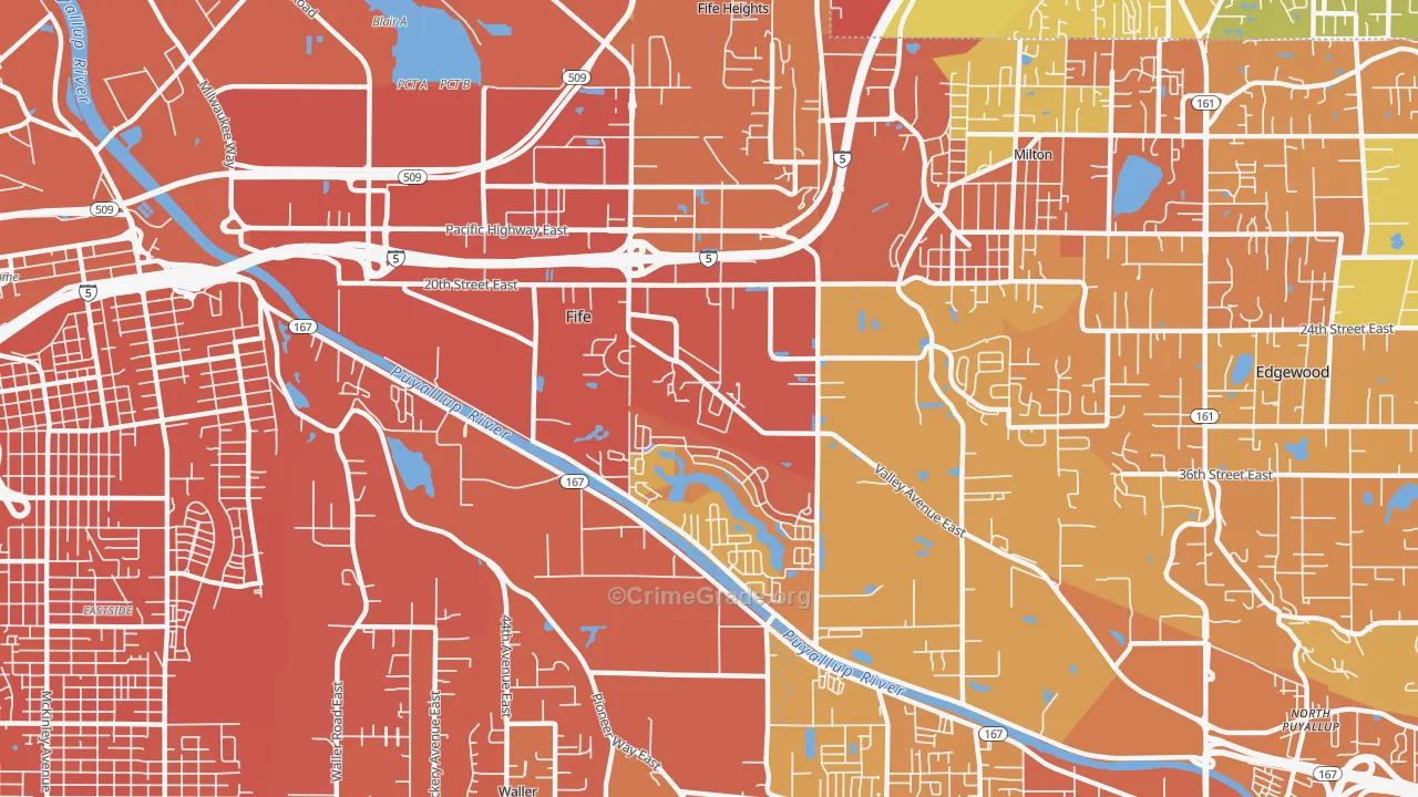 Fife, WA Map of Vehicle Theft Rates